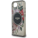 Husa pentru iPhone 16e, Guess IML Flowers MagSafe (GUHMPSE4HFWBRCEK), negru