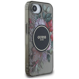 Husa pentru iPhone 16e, Guess IML Flowers MagSafe (GUHMPSE4HFWBRCEK), negru