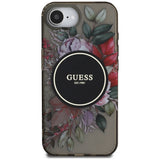 Husa pentru iPhone 16e, Guess IML Flowers MagSafe (GUHMPSE4HFWBRCEK), negru
