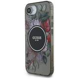 Husa pentru iPhone 16e, Guess IML Flowers MagSafe (GUHMPSE4HFWBRCEK), negru