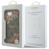 Husa pentru iPhone 16e, Guess Hardcase 4G Flower Print MagSafe (GUHMPSE4P4ROPEMCW), maro