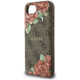 Husa pentru iPhone 16e, Guess Hardcase 4G Flower Print MagSafe (GUHMPSE4P4ROPEMCW), maro