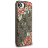 Husa pentru iPhone 16e, Guess Hardcase 4G Flower Print MagSafe (GUHMPSE4P4ROPEMCW), maro
