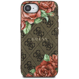 Husa pentru iPhone 16e, Guess Hardcase 4G Flower Print MagSafe (GUHMPSE4P4ROPEMCW), maro