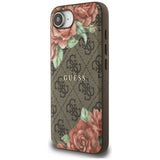 Husa pentru iPhone 16e, Guess Hardcase 4G Flower Print MagSafe (GUHMPSE4P4ROPEMCW), maro