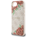 Husa pentru iPhone 16e, Guess Hardcase 4G Flower Print MagSafe (GUHMPSE4P4ROPEMCP), roz