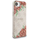 Husa pentru iPhone 16e, Guess Hardcase 4G Flower Print MagSafe (GUHMPSE4P4ROPEMCP), roz