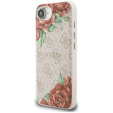 Husa pentru iPhone 16e, Guess Hardcase 4G Flower Print MagSafe (GUHMPSE4P4ROPEMCP), roz