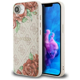Husa pentru iPhone 16e, Guess Hardcase 4G Flower Print MagSafe (GUHMPSE4P4ROPEMCP), roz