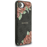 Husa pentru iPhone 16e, Guess Hardcase 4G Flower Print MagSafe (GUHMPSE4P4ROPEMCK), negru
