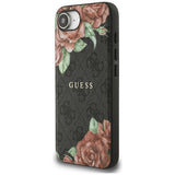 Husa pentru iPhone 16e, Guess Hardcase 4G Flower Print MagSafe (GUHMPSE4P4ROPEMCK), negru