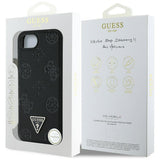 Husa pentru iPhone 16e, Guess Peony Grained Hot Stamp Triangle Logo MagSafe (GUHMPSE4PGBTMK), negru