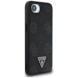 Husa pentru iPhone 16e, Guess Peony Grained Hot Stamp Triangle Logo MagSafe (GUHMPSE4PGBTMK), negru