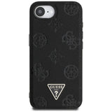 Husa pentru iPhone 16e, Guess Peony Grained Hot Stamp Triangle Logo MagSafe (GUHMPSE4PGBTMK), negru