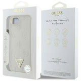 Husa pentru iPhone 16e, Guess Peony Grained Hot Stamp Triangle Logo MagSafe (GUHMPSE4PGBTME), bej