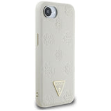 Husa pentru iPhone 16e, Guess Peony Grained Hot Stamp Triangle Logo MagSafe (GUHMPSE4PGBTME), bej