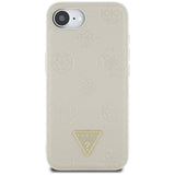 Husa pentru iPhone 16e, Guess Peony Grained Hot Stamp Triangle Logo MagSafe (GUHMPSE4PGBTME), bej
