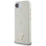 Husa pentru iPhone 16e, Guess Peony Grained Hot Stamp Triangle Logo MagSafe (GUHMPSE4PGBTME), bej