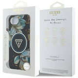 Husa pentru iPhone 16e, Guess IML Metal Glitter Flowers Triangle MagSafe (GUHMPSE4HFLPEDK), negru