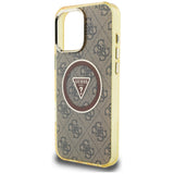 Husa pentru iPhone 16 Pro Max, Guess IML Metal Glitter 4G Circle Triangle MagSafe (GUHMP16XHG4PRTGW), maro