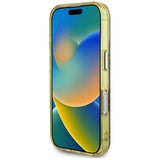 Husa pentru iPhone 16, Guess IML Metal Glitter 4G Circle Triangle MagSafe (GUHMP16SHG4PRTGW), maro