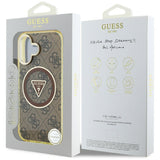 Husa pentru iPhone 16, Guess IML Metal Glitter 4G Circle Triangle MagSafe (GUHMP16SHG4PRTGW), maro