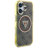 Husa pentru iPhone 16, Guess IML Metal Glitter 4G Circle Triangle MagSafe (GUHMP16SHG4PRTGW), maro