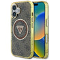 Husa pentru iPhone 16, Guess IML Metal Glitter 4G Circle Triangle MagSafe (GUHMP16SHG4PRTGW), maro