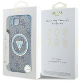 Husa pentru iPhone 16e, Guess IML Metal Glitter 4G Circle Triangle MagSafe (GUHMPSE4HG4PRTGB), albastru
