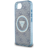 Husa pentru iPhone 16e, Guess IML Metal Glitter 4G Circle Triangle MagSafe (GUHMPSE4HG4PRTGB), albastru