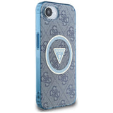 Husa pentru iPhone 16e, Guess IML Metal Glitter 4G Circle Triangle MagSafe (GUHMPSE4HG4PRTGB), albastru