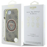 Husa pentru iPhone 16e, Guess IML Metal Glitter 4G Circle Triangle MagSafe (GUHMPSE4HG4PRTGW), maro
