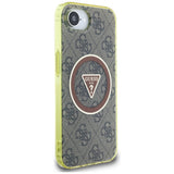 Husa pentru iPhone 16e, Guess IML Metal Glitter 4G Circle Triangle MagSafe (GUHMPSE4HG4PRTGW), maro