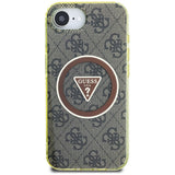Husa pentru iPhone 16e, Guess IML Metal Glitter 4G Circle Triangle MagSafe (GUHMPSE4HG4PRTGW), maro