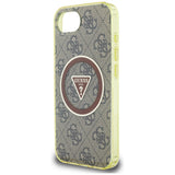 Husa pentru iPhone 16e, Guess IML Metal Glitter 4G Circle Triangle MagSafe (GUHMPSE4HG4PRTGW), maro