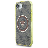 Husa pentru iPhone 16e, Guess IML Metal Glitter 4G Circle Triangle MagSafe (GUHMPSE4HG4PRTGW), maro