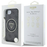 Husa pentru iPhone 16e, Guess IML Metal Glitter 4G Circle Triangle MagSafe (GUHMPSE4HG4PRTGK), negru