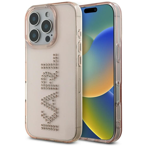 Husa pentru iPhone 16 Pro, Karl Lagerfeld IML Rhinestones (KLHCP16LHKLSTDCP), roz