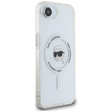 Husa pentru iPhone 16e, Karl Lagerfeld IML MagSafe (KLHMPSE4HLSKIH), alb
