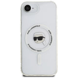 Husa pentru iPhone 16e, Karl Lagerfeld IML MagSafe (KLHMPSE4HLSKIH), alb