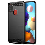 Husa pentru Samsung Galaxy A21s, Techsuit Carbon Silicone, albastru