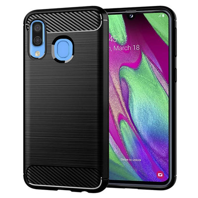 Husa pentru Samsung Galaxy A40, Techsuit Carbon Silicone, negru