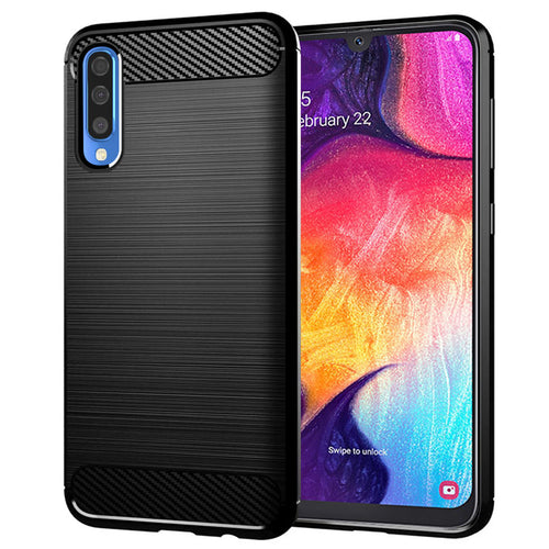 Husa pentru Samsung Galaxy A50, Techsuit Carbon Silicone, negru