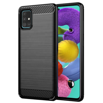 Husa pentru Samsung Galaxy A51 4G, Techsuit Carbon Silicone, negru