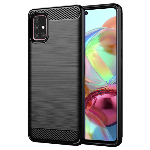 Husa pentru Samsung Galaxy A71 4G, Techsuit Carbon Silicone, negru