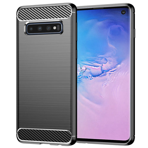 Husa pentru Samsung Galaxy S10 4G, Techsuit Carbon Silicone, negru