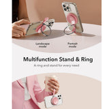 Suport de birou ESR Suction Phone Mount HaloLock (2K6500101), Hands-Free Mirror Phone Stand, Magnetic, 360° Rotation Ring, roz
