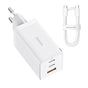 Incarcator retea Baseus GaN5 Pro (CCGP120202), Type-C Cable Included, Incarcare rapida, 2xType-C, USB, 65W, 100W, 1m, alb