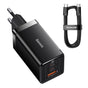 Incarcator retea Baseus GaN5 Pro (CCGP120201), Type-C Cable Included, Incarcare rapida, 2xType-C, USB, 65W, 100W, 1m, negru