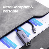 Adaptor UGREEN Ethernet Adapter CM199 (50737), USB-C to RJ45 LAN Port, Plug & Play, LED, 1000Mbps, 1Gb/s, Gri